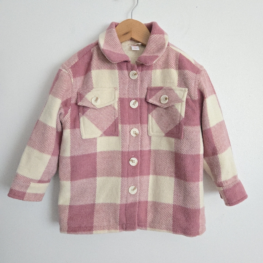 Pink Plaid Sherpa Lined Shacket Size 4